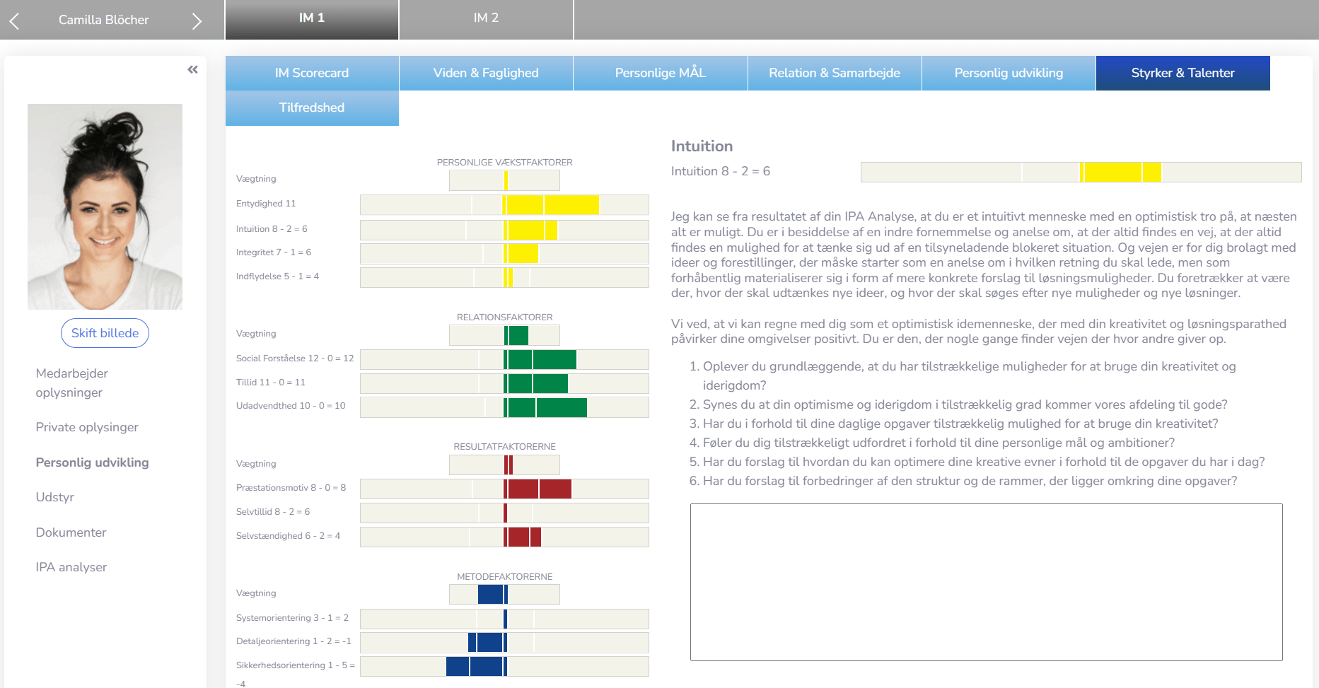 Example of dialogue around competence development